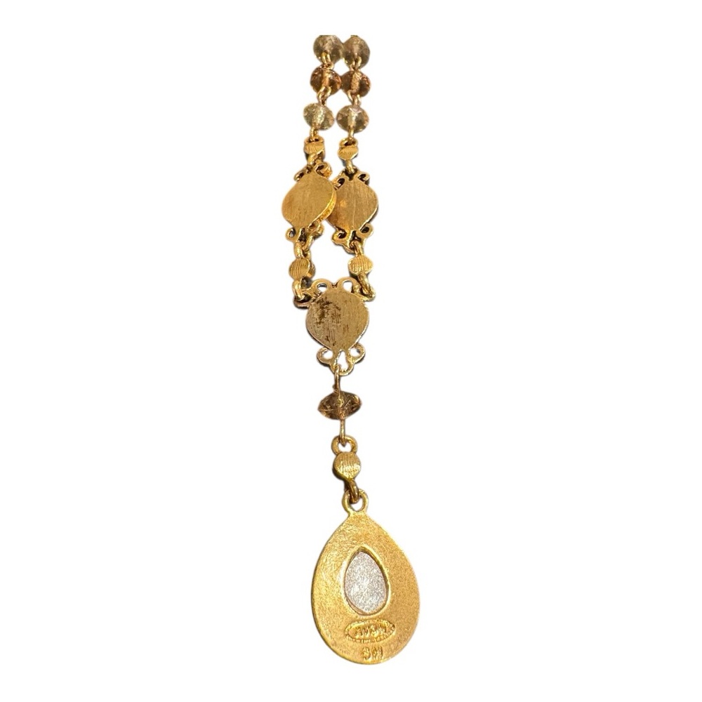 Avon (stamped) Vintage Gold tone & gold cabochon necklace/earring set. JB5 - Picture 5 of 9
